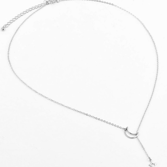 Silver Moon & Dangling Star Necklace - Picture 2 of 5